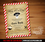 Pirate Baby Shower Invitation - FREE thank you card included