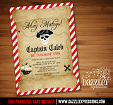 Pirate Birthday Invitation 4 - FREE Thank You Card Included