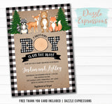 Black and White Plaid Woodland Baby Shower Invitation 1 - FREE thank you card included