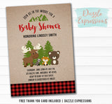 Plaid Woodland Baby Shower Invitation 1 - FREE thank you card included