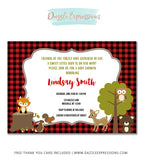 Plaid Woodland Baby Shower Invitation 2 - FREE thank you card included