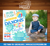 Pool Party Watercolor Invitation 4 - FREE thank you card included