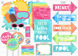 Pool Girl Watercolor Complete Party Package - Printable