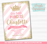 Princess Glitter Invitation 4 - FREE thank you card