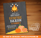 Pumpkin Bonfire Birthday Invitation - FREE thank you card