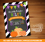 Pumpkin Chalkboard Birthday Invitation 3 - FREE Thank You Card included