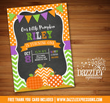 Pumpkin Chalkboard Birthday Invitation 5 - FREE Thank You Card included