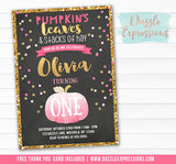 Pumpkin Chalkboard Birthday Invitation 6 - FREE Thank You Card included