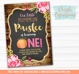 Pumpkin Floral Chalkboard Invitation 1 - FREE thank you card included