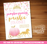 Pumpkin Princess Invitation 1 - FREE thank you card included