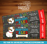 Puppy Chalkboard Ticket Invitation 2 - FREE thank you card included