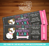 Puppy Chalkboard Ticket Invitation 1 - FREE thank you card included