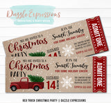Red Truck Christmas Party Ticket Invitation