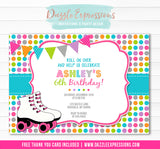 Roller Skating Invitation 1 - FREE thank you card included