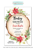 Rustic Christmas Woodland Baby Shower Invitation - FREE thank you card