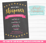 Sleepover Chalkboard Invitation 4 - FREE thank you card included