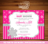 Snowflake Baby Shower Invitation 1 - FREE thank you card included