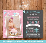 Winter Snowflake Chalkboard Invitation 1 - FREE thank you card included