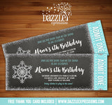 Snowflake Glitter Chalkboard Ticket Invitation 1 - FREE thank you card included