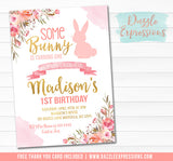 Some Bunny Rabbit Birthday Invitation 6 - FREE thank you card