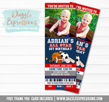 Sports Ticket Birthday Invitation 3 - FREE thank you card included