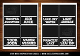 Printable Star Jedi Food Labels