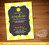 Sunshine Chalkboard Birthday Invitation - FREE thank you card included