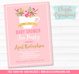 Tea Party Baby Shower Invitation 2 - FREE thank you card included