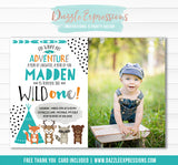 Wild One - Tribal Woodland Invitation 6 - FREE thank you card and back side