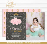 Tutu Pink and Gold Chalkboard Invitation 2 - FREE thank you card and back