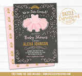 Tutu Pink and Gold Chalkboard Baby Shower Invitation - FREE thank you and back side