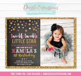 Twinkle Little Star Chalkboard Invitation 1 - FREE thank you card included