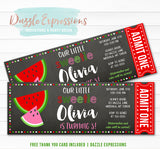 Watermelon Chalkboard Ticket Birthday Invitation - FREE thank you card