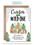 Wild One Woodland Birthday Invitation 1 - FREE thank you card