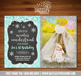 Winter Glitter Invitation 3 - FREE thank you card included