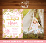 Winter Glitter Invitation 8 - FREE thank you card included
