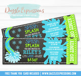 Winter Pool Party Chalkboard Ticket Invitation 5 - FREE thank you card included