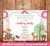 Woodland Girl Baby Shower Invitation 2 - FREE thank you card included