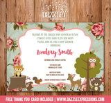 Woodland Girl Baby Shower Invitation 3 - FREE thank you card included
