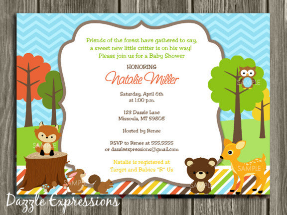 Woodland Baby Shower Invitation - FREE thank you card included