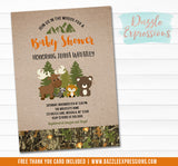 Woodland Camo Baby Shower Invitation 2 - FREE thank you card included