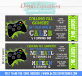 Video Game Chalkboard Ticket Invitation - FREE thank you card included